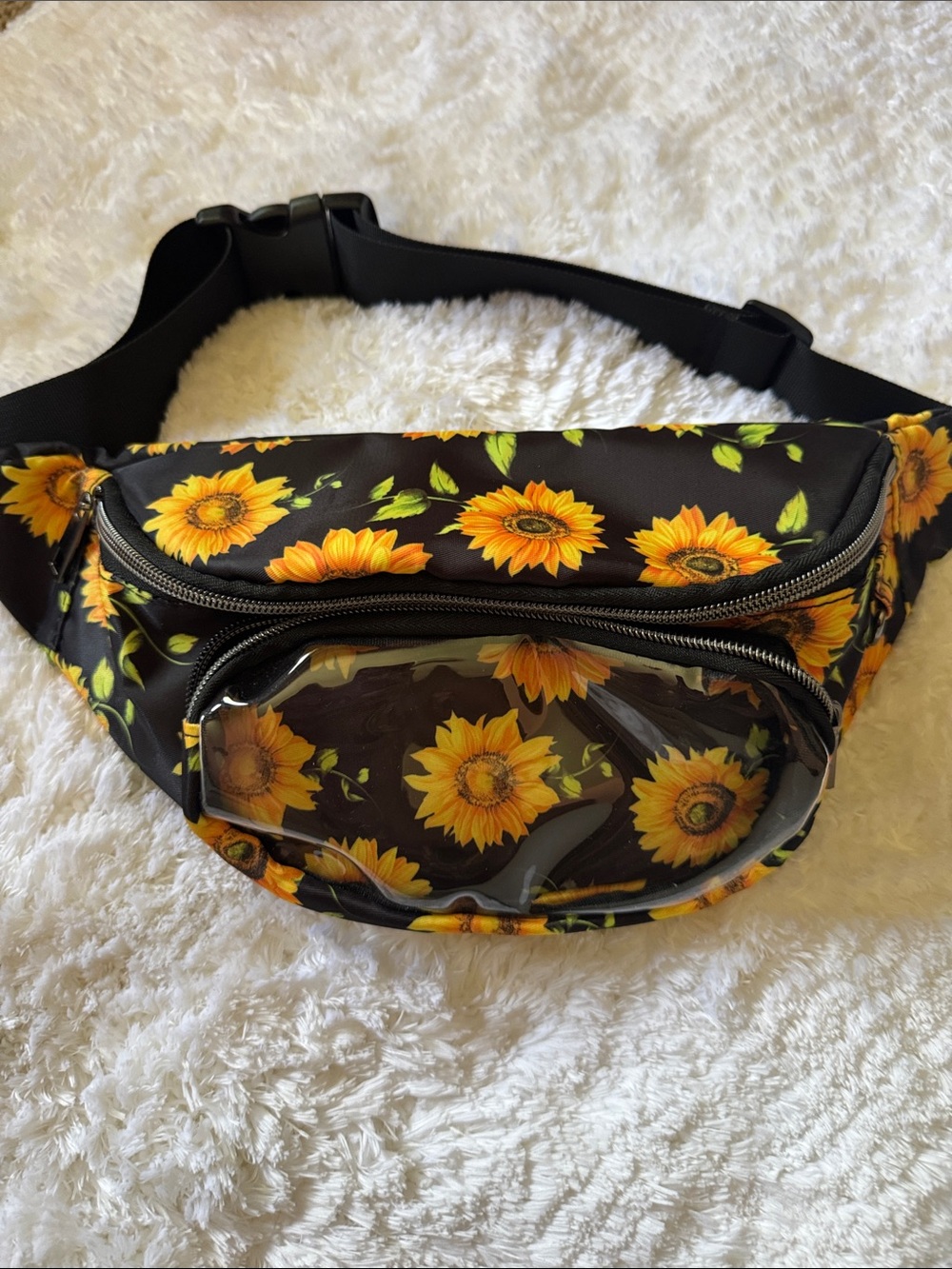 Sunflower Clear Pocket Fanny Pack - Black & Yellow